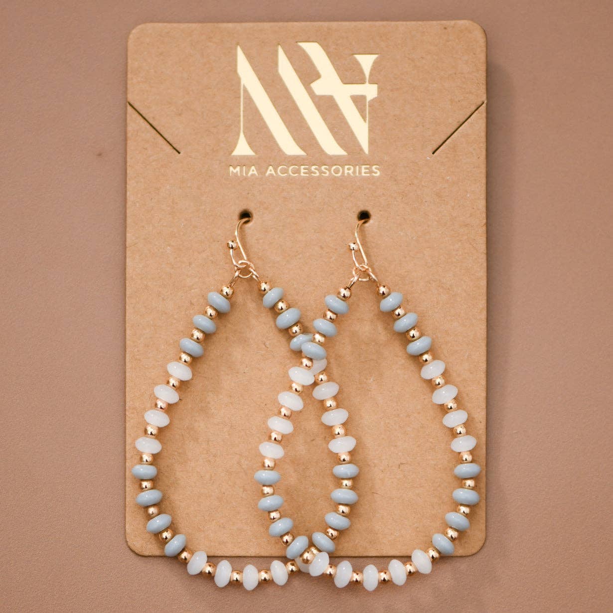 Teardrop Wire Beaded Glass Crystal Earrings – 8080