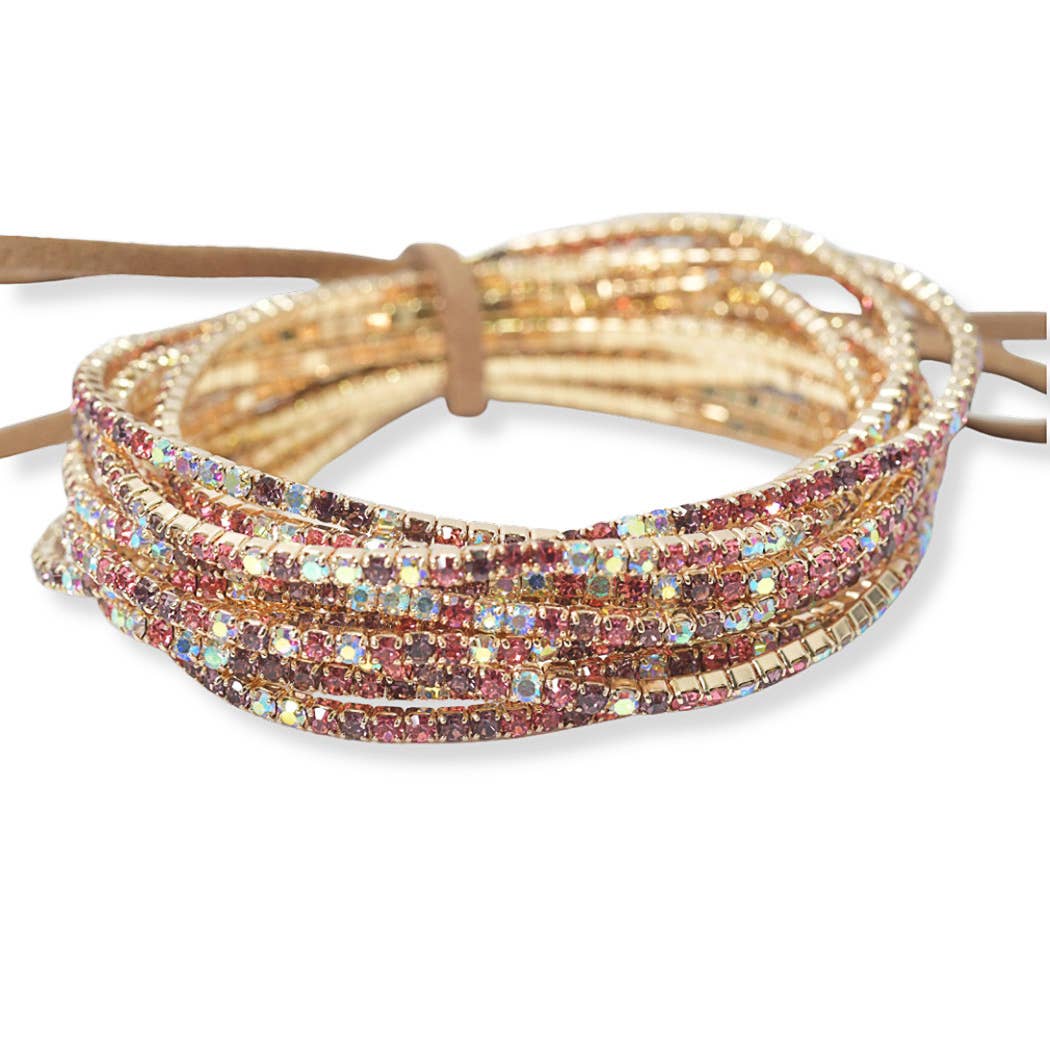Pave rhinestone multi layered stretch bracelet
