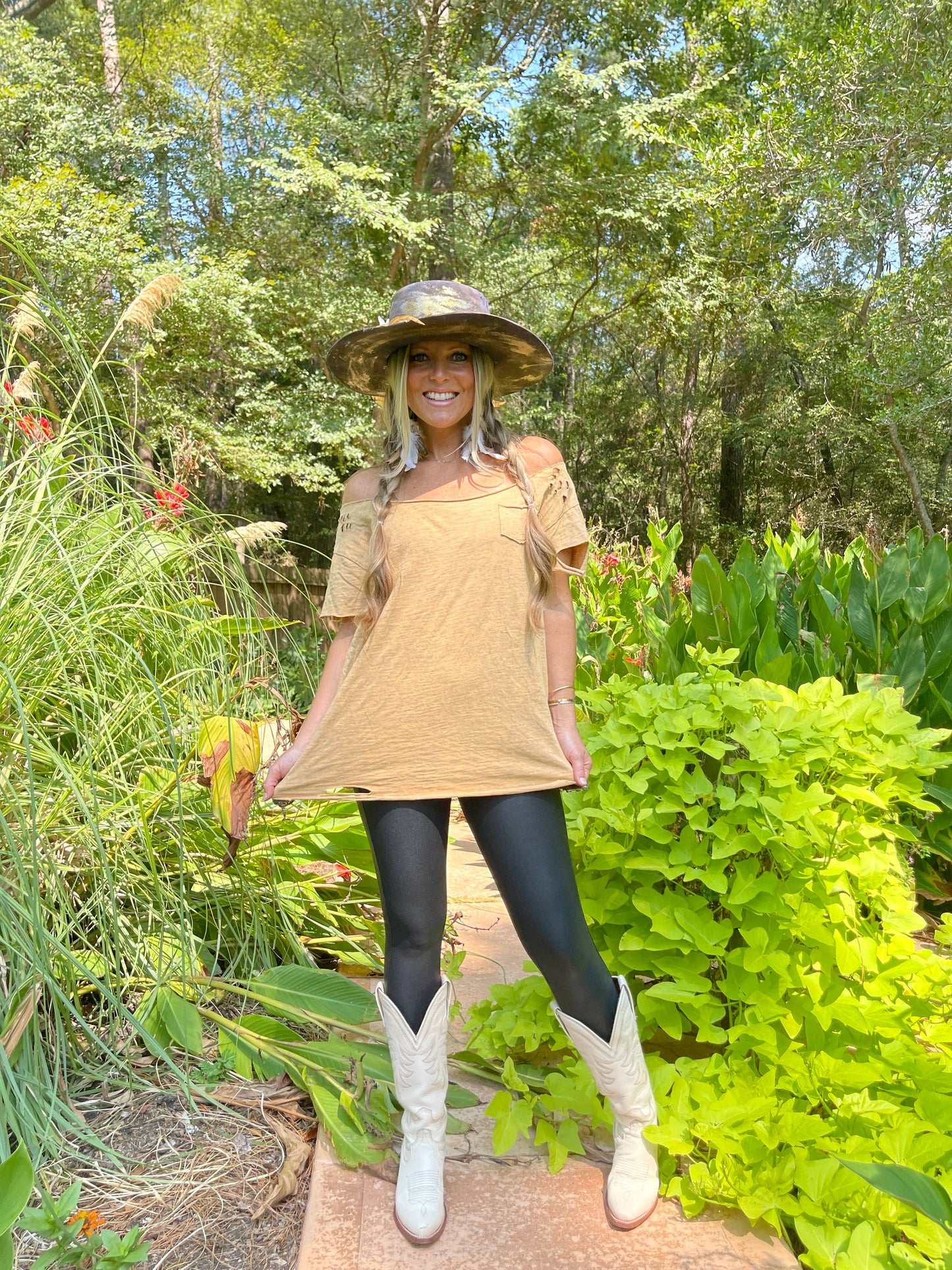 Mustard Washed Distressed Ripped Shirt