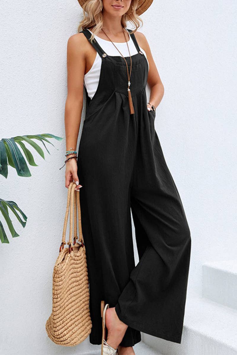 WOMEN SOLID OVERALLS black