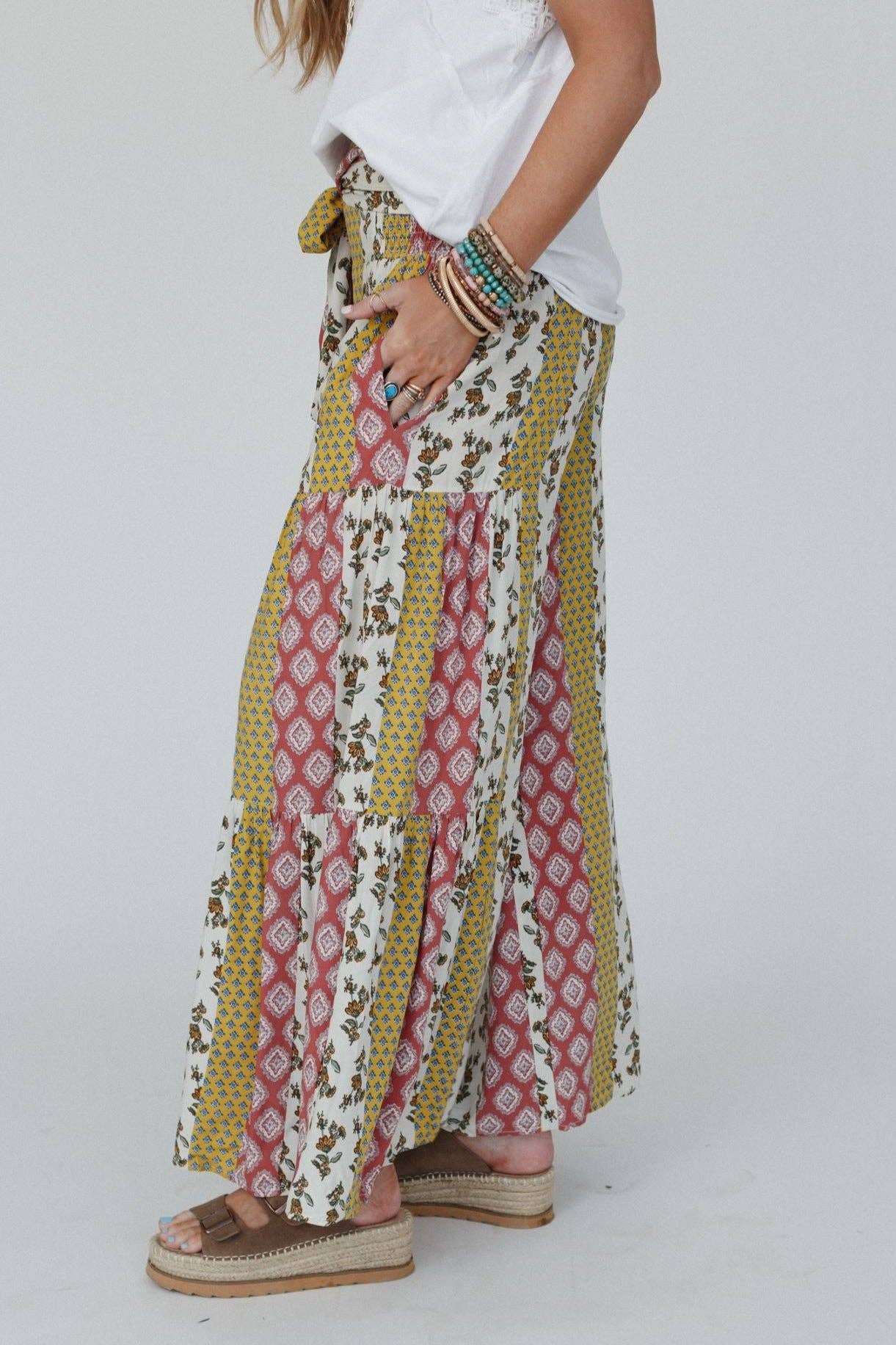 Secret Admirer Printed Pants - Patchwork Multi