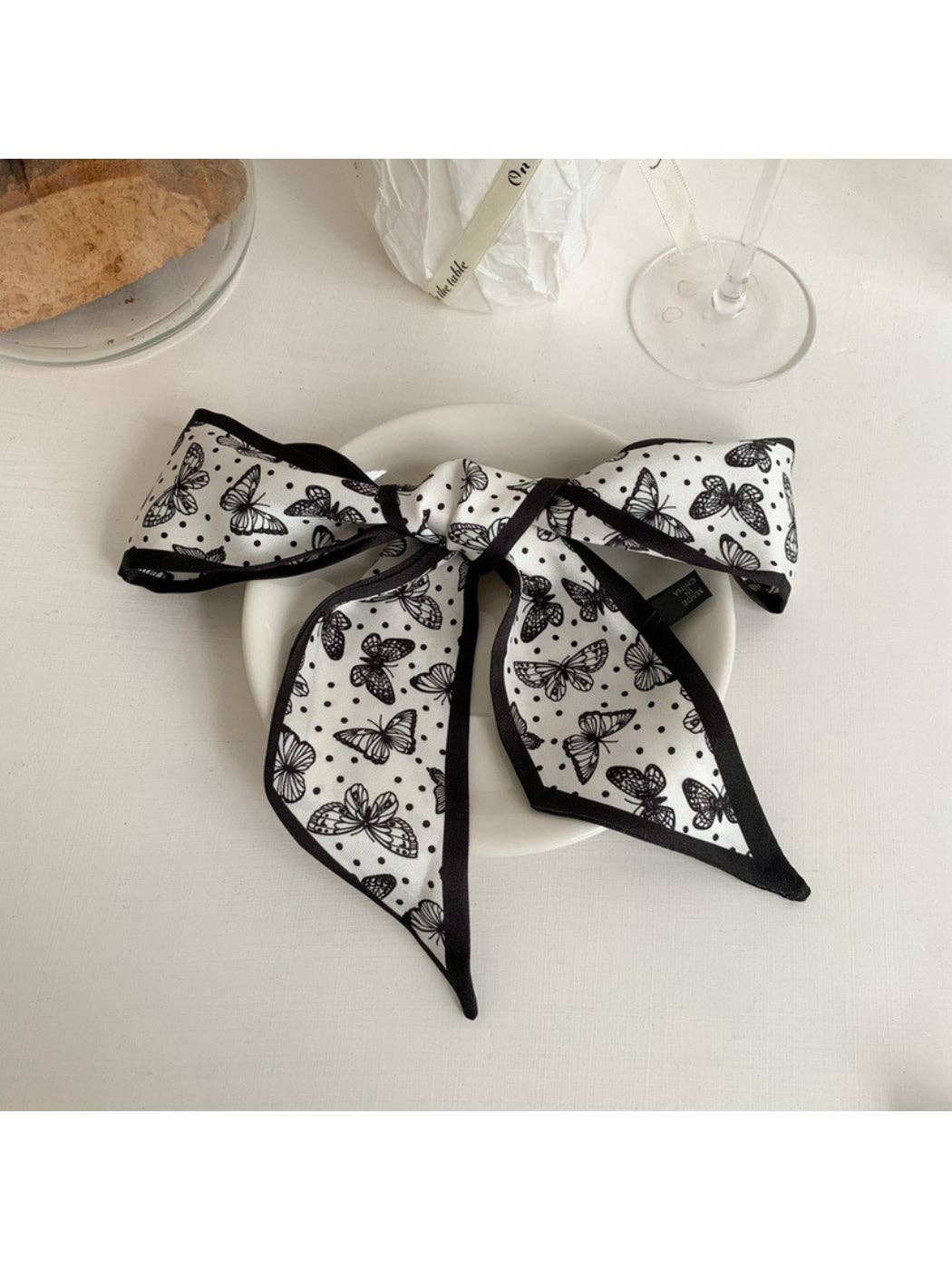 Scarvii - Vintage Butterfly Motif Skinny Scarf