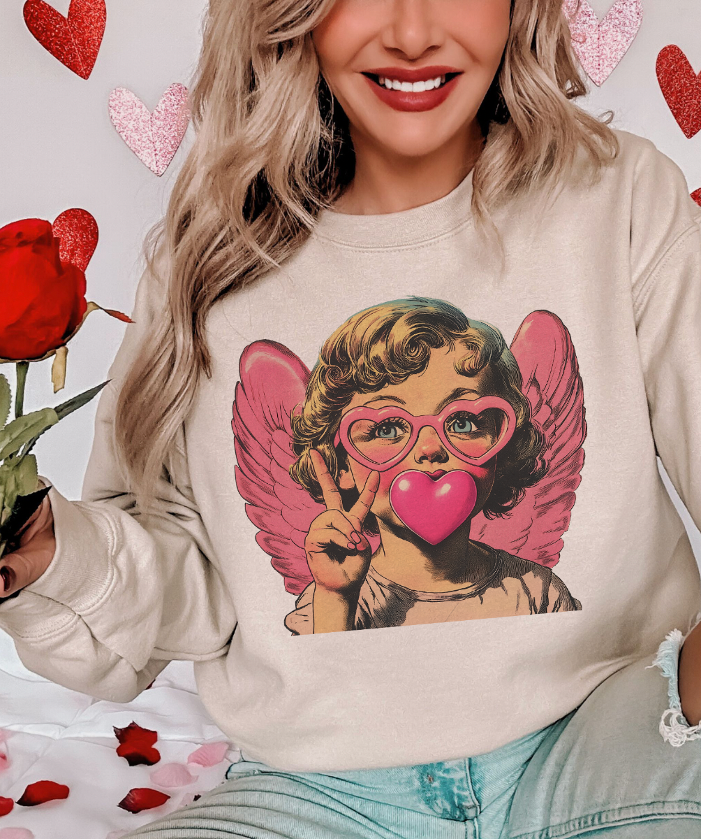 Bubblegum Cupid Valentine - white sweatshirt