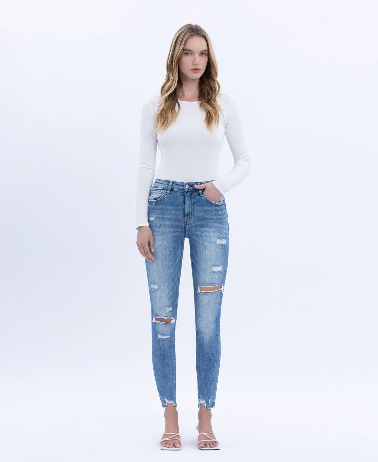 Lovervet HIGH RISE DISTRESSED CROP SKINNY JEANS LV1066