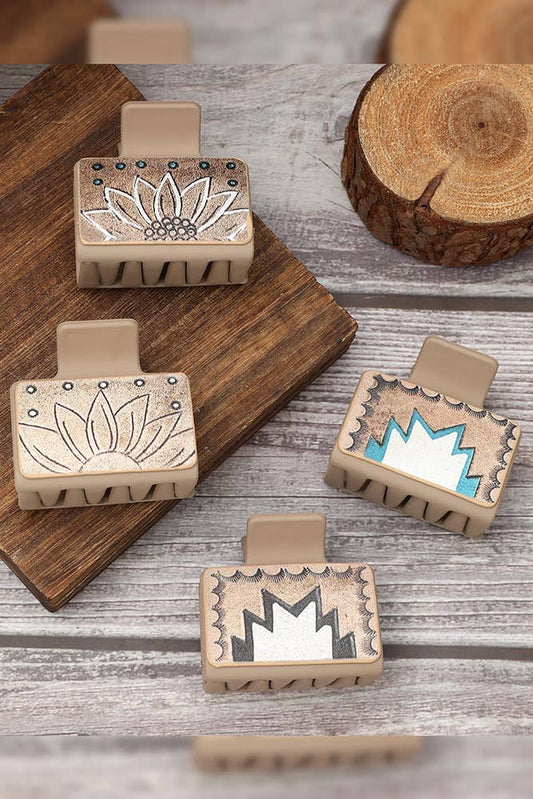 Western Print PU Claw Clip MOQ 5pcs ZK1448