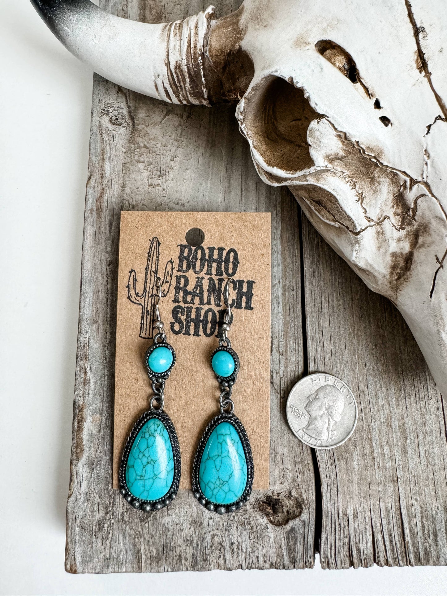 Western Dangle Turquoise Earrings