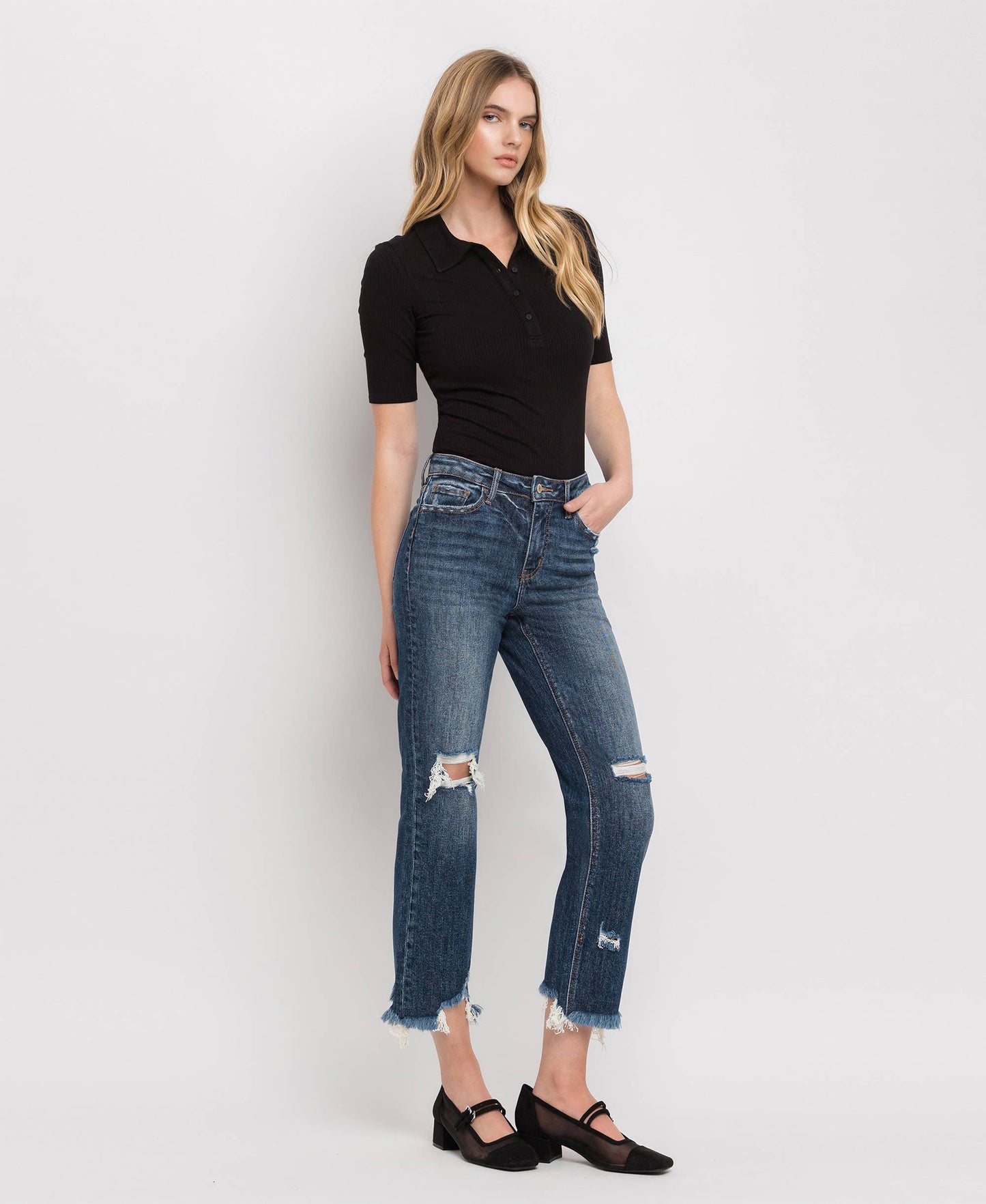 HIGH RISE CROP STRAIGHT JEANS LV1008