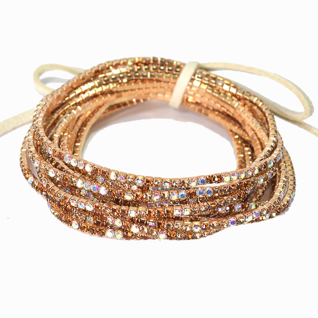 Pave rhinestone multi layered stretch bracelet