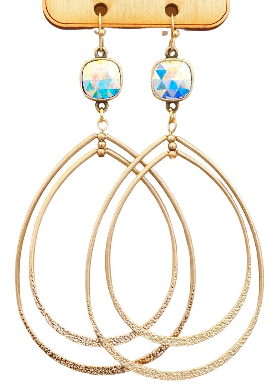 Gold double teardrop earring