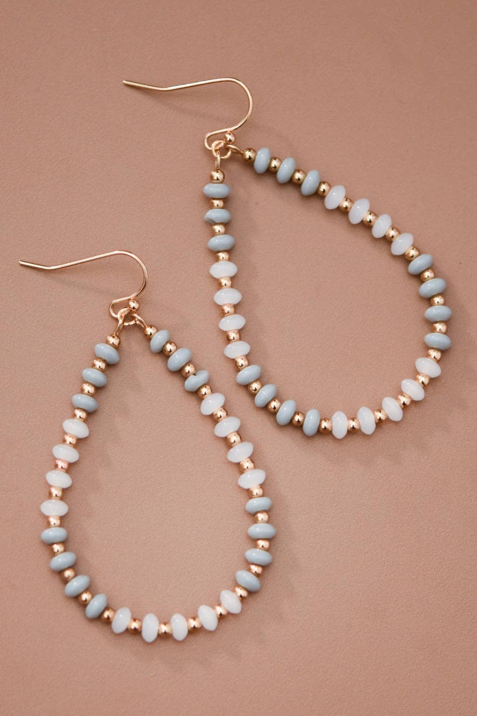 Teardrop Wire Beaded Glass Crystal Earrings – 8080