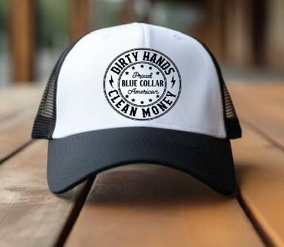 Dirty Hands, Clean Money Black & White Trucker Hat
