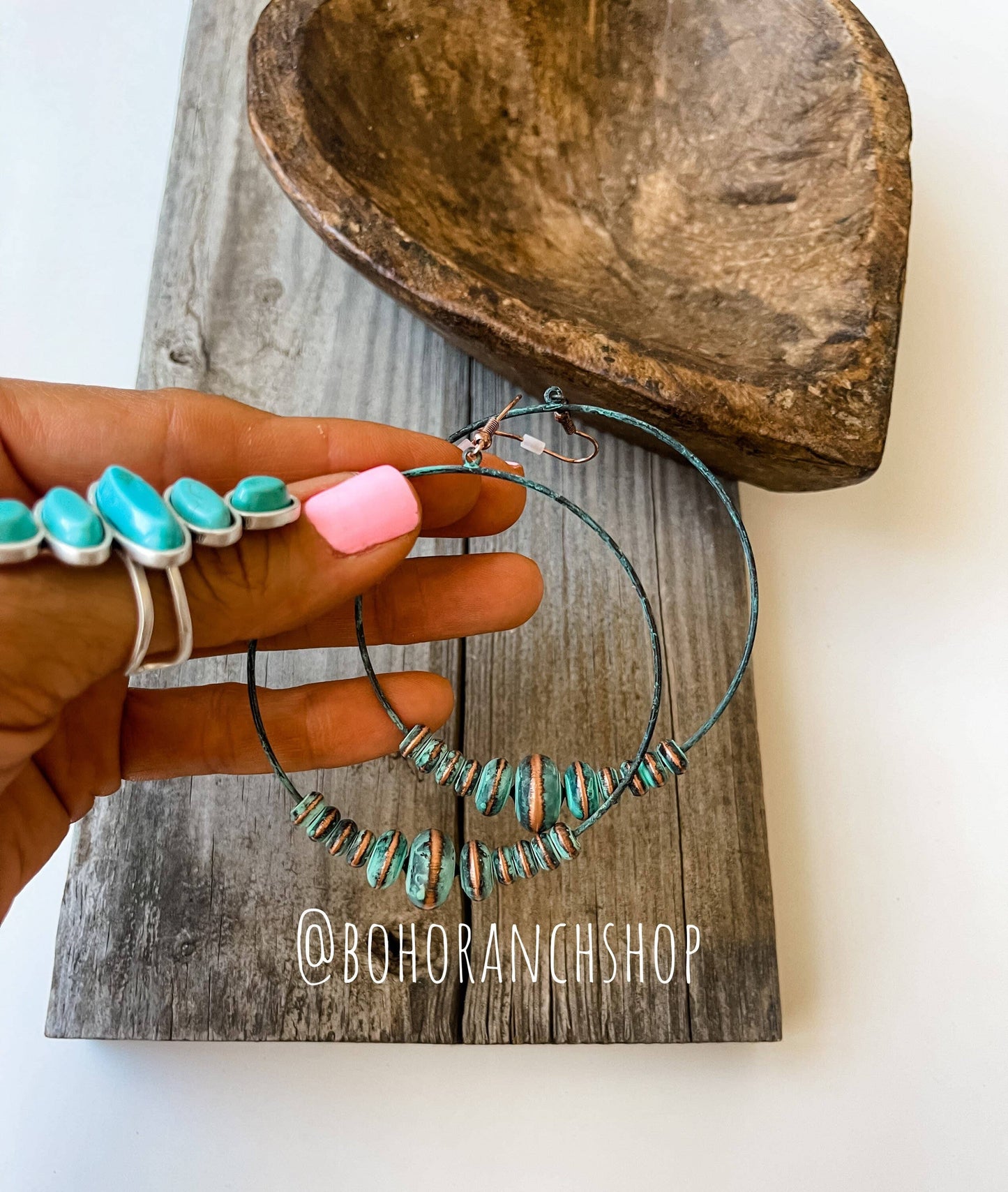 Navajo Bead Hoop Earrings