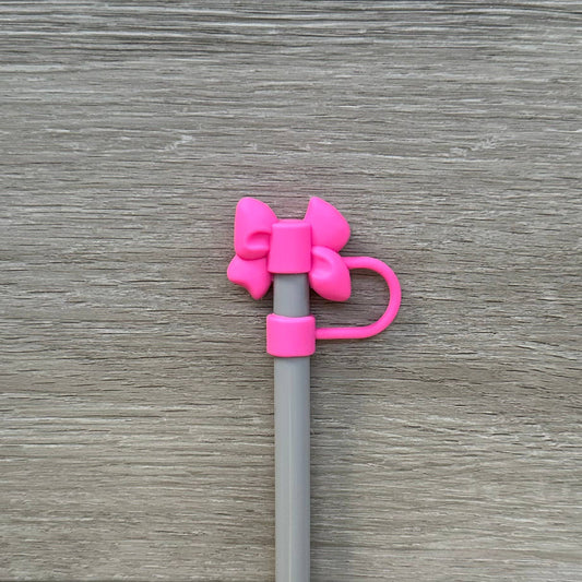 Straw Cover Topper Hot Pink Bow 10mm