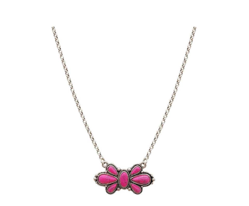 PINK FLOWER CONCHO NECKLACE