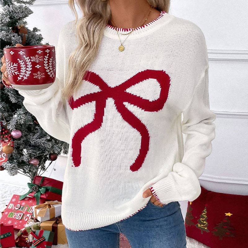 Women  Oversized Christmas Sweater with Round Neck