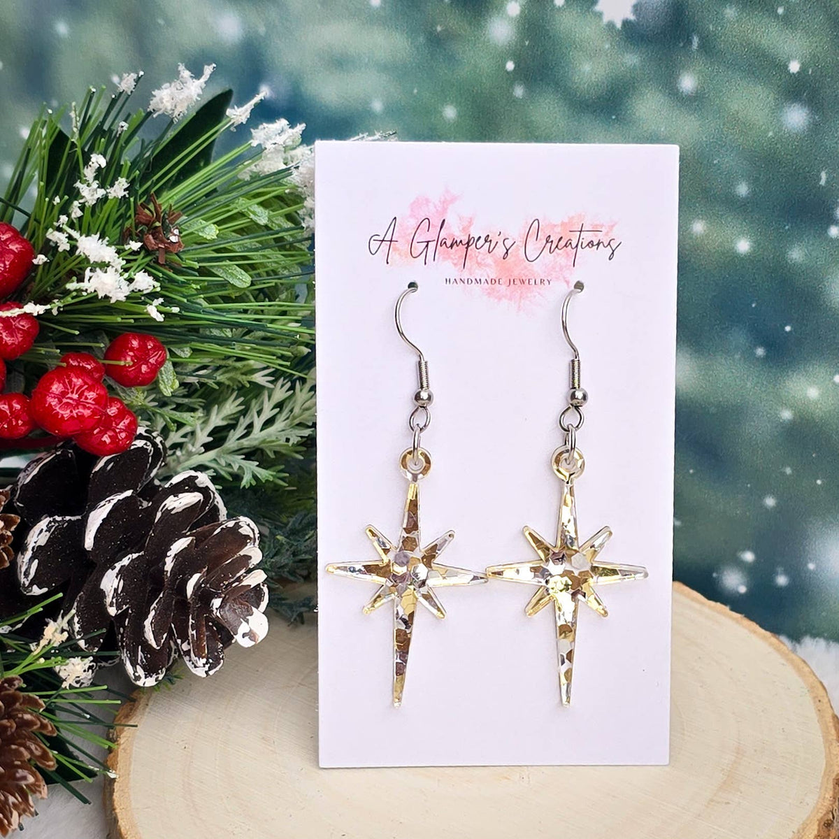 Christmas Star Acrylic Earrings