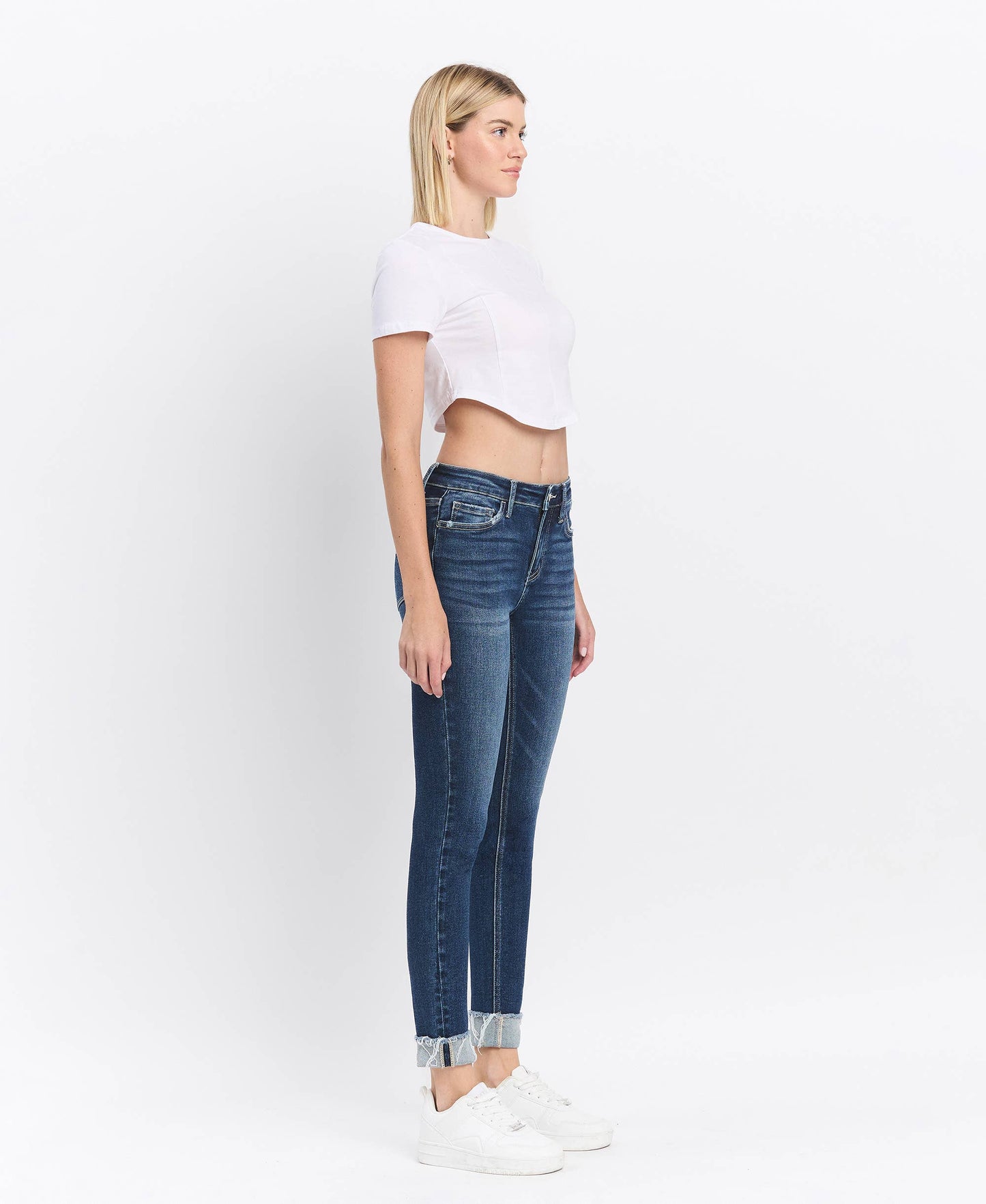 Lovervet MID RISE DARK WASH CUFFED SKINNY JEANS LV1280D
