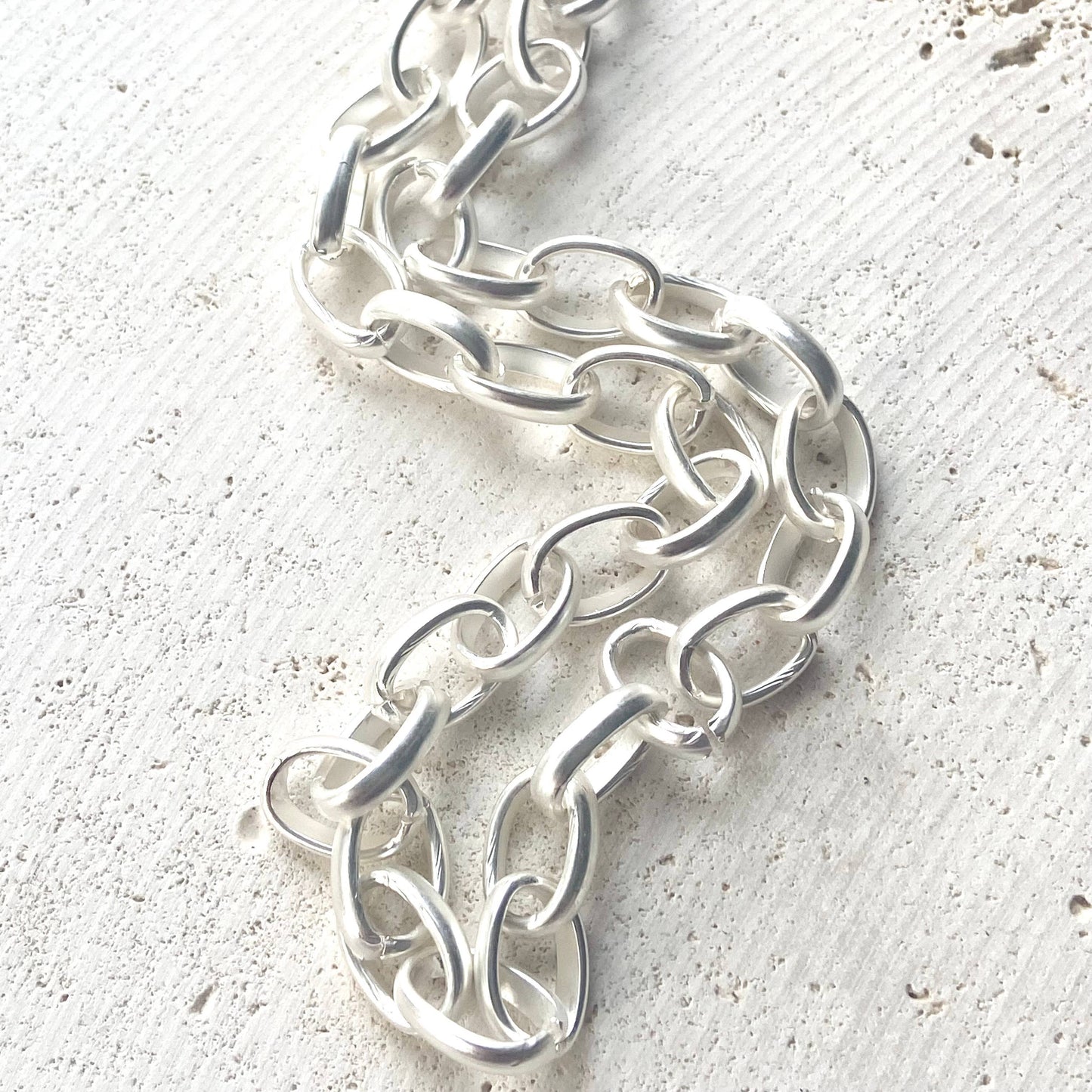 Chunky necklace matte silver  statement piece