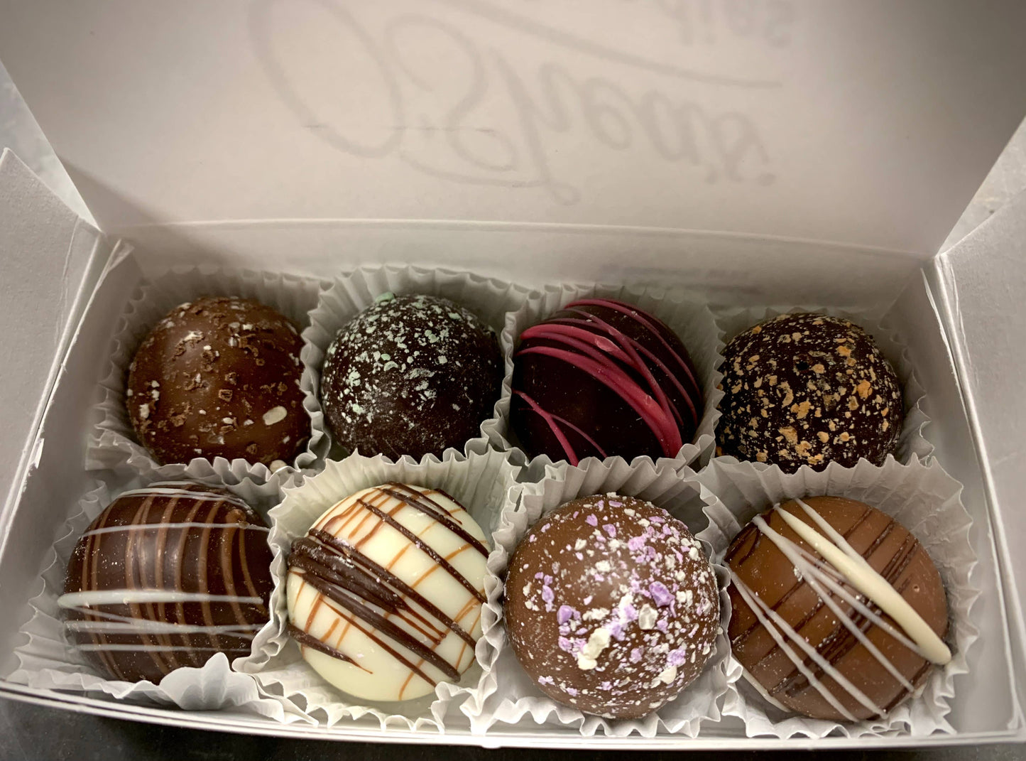 8PC Gourmet Mini Truffles Assortment w/ Box & Bow