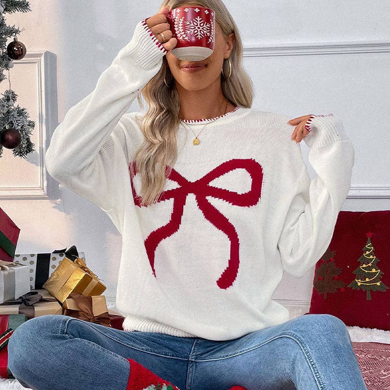 Women  Oversized Christmas Sweater with Round Neck