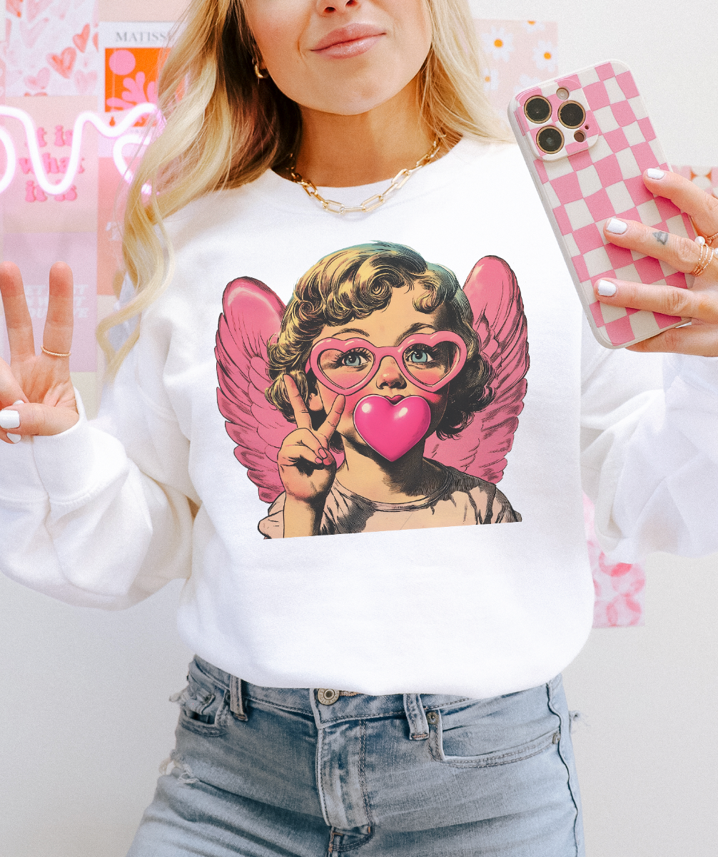 Bubblegum Cupid Valentine - white sweatshirt