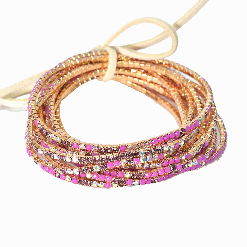Pave rhinestone multi layered stretch bracelet