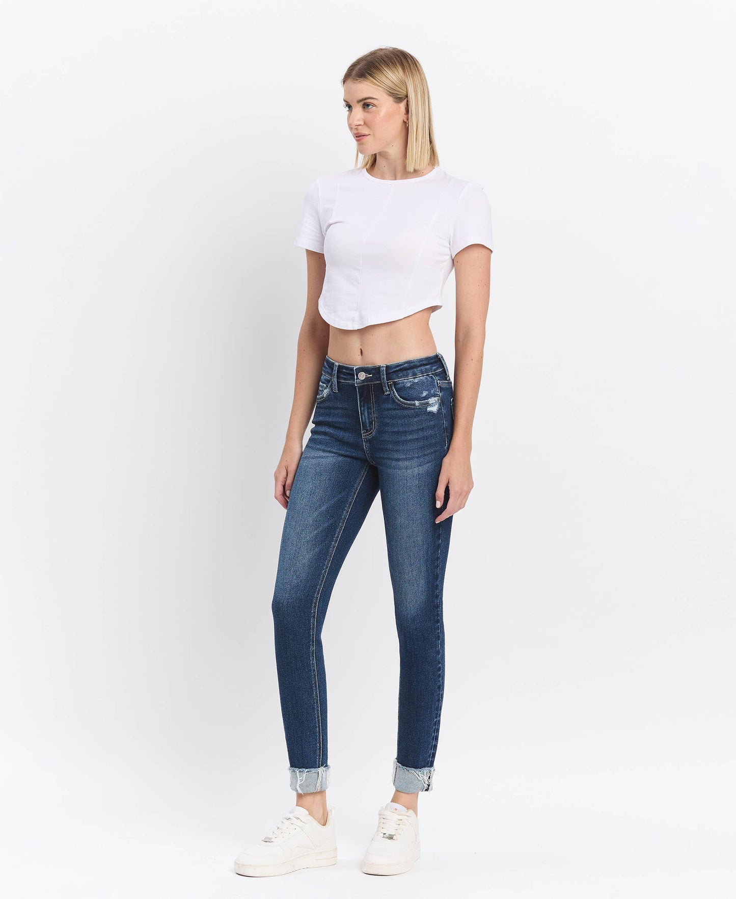 Lovervet MID RISE DARK WASH CUFFED SKINNY JEANS LV1280D