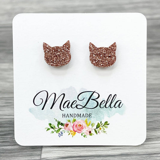 Glitter Acrylic Stud Earrings Cat