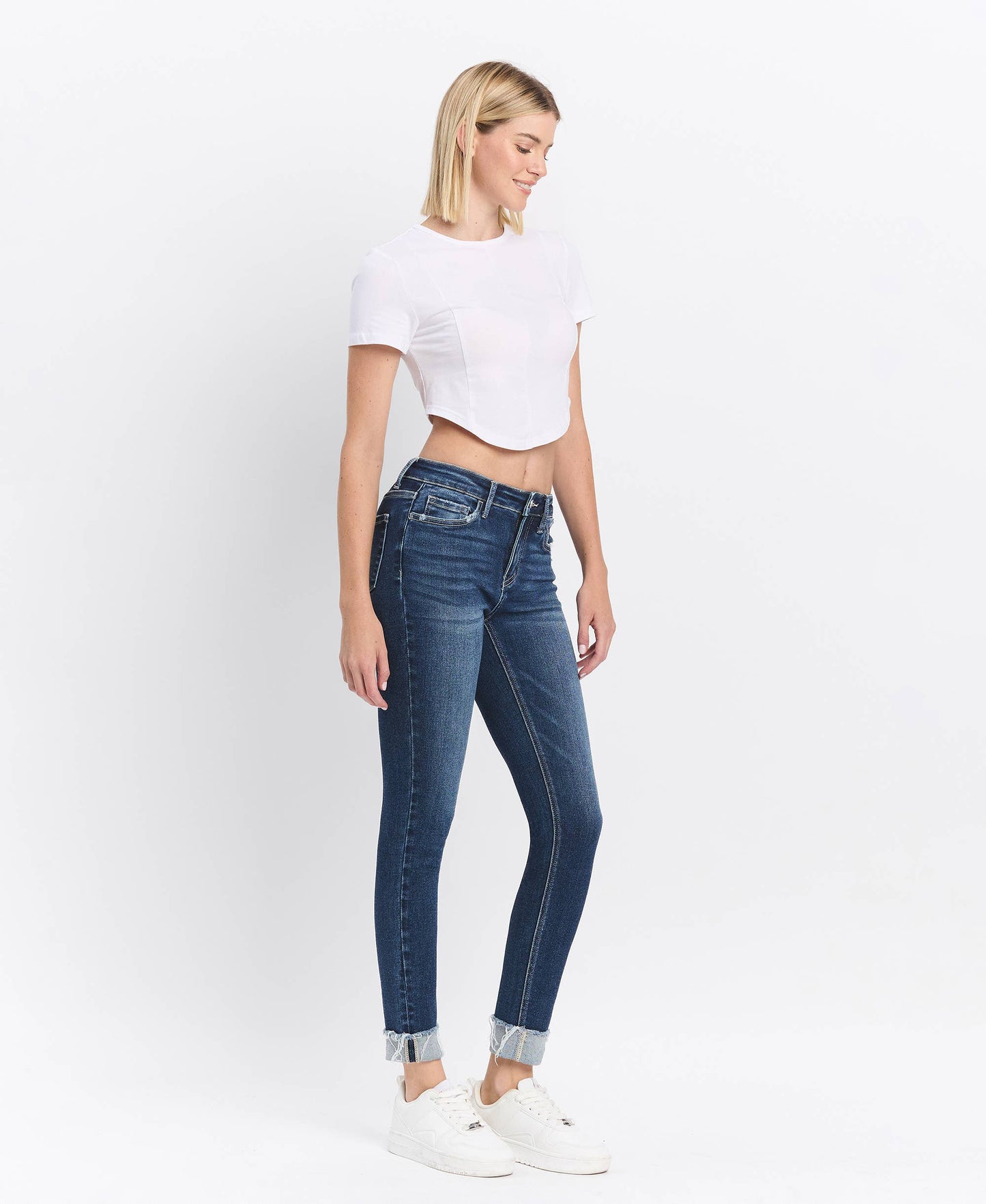 Lovervet MID RISE DARK WASH CUFFED SKINNY JEANS LV1280D