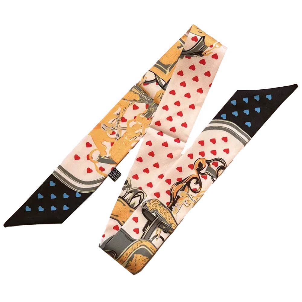 Equestrian Saddle Print Silk Feel Twilly Scarf