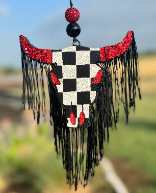 Checkered Bull (Large)/Car Freshie/Car Scent/Air Freshener