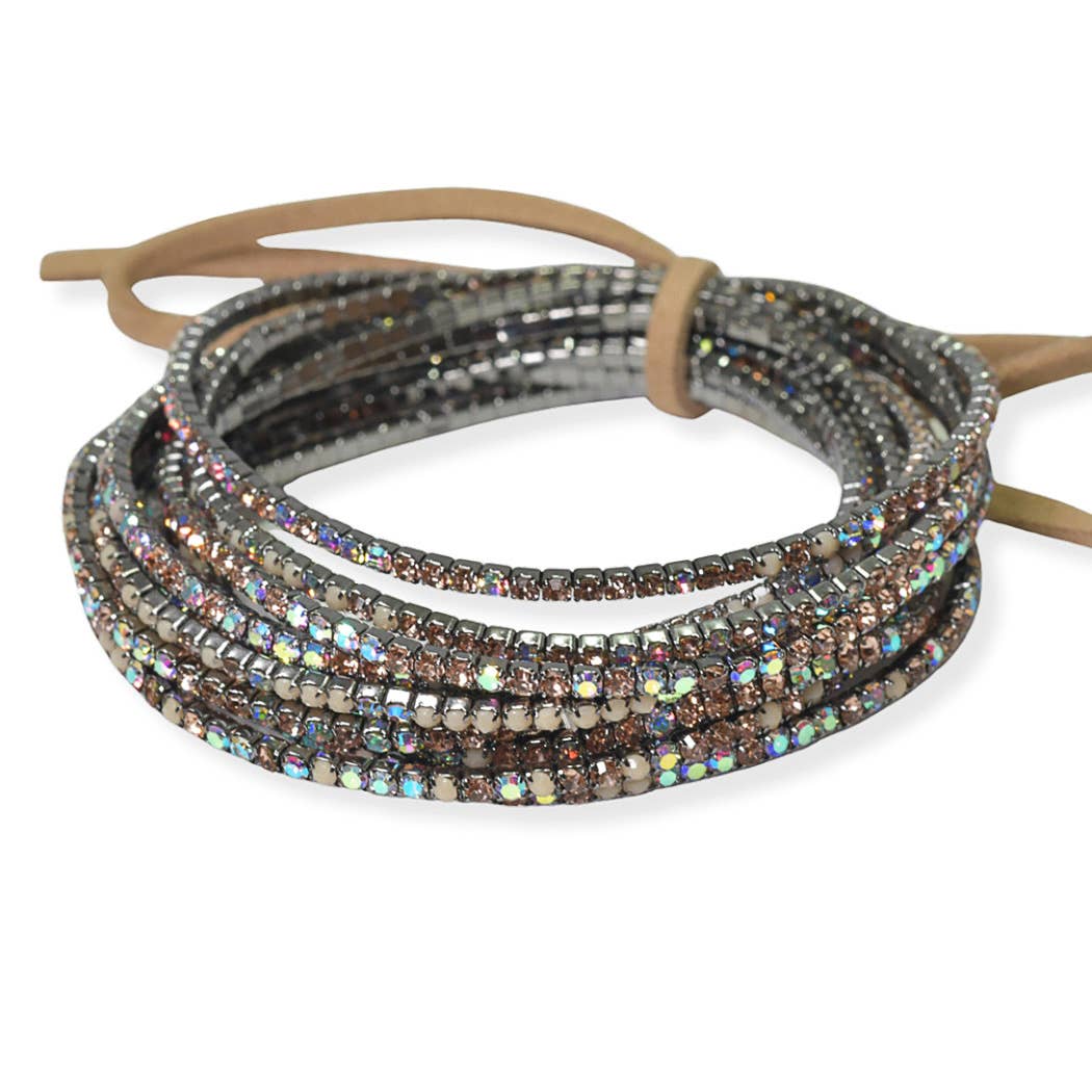 Variouse color mixtured rhinestone multi layered stretch bracelet