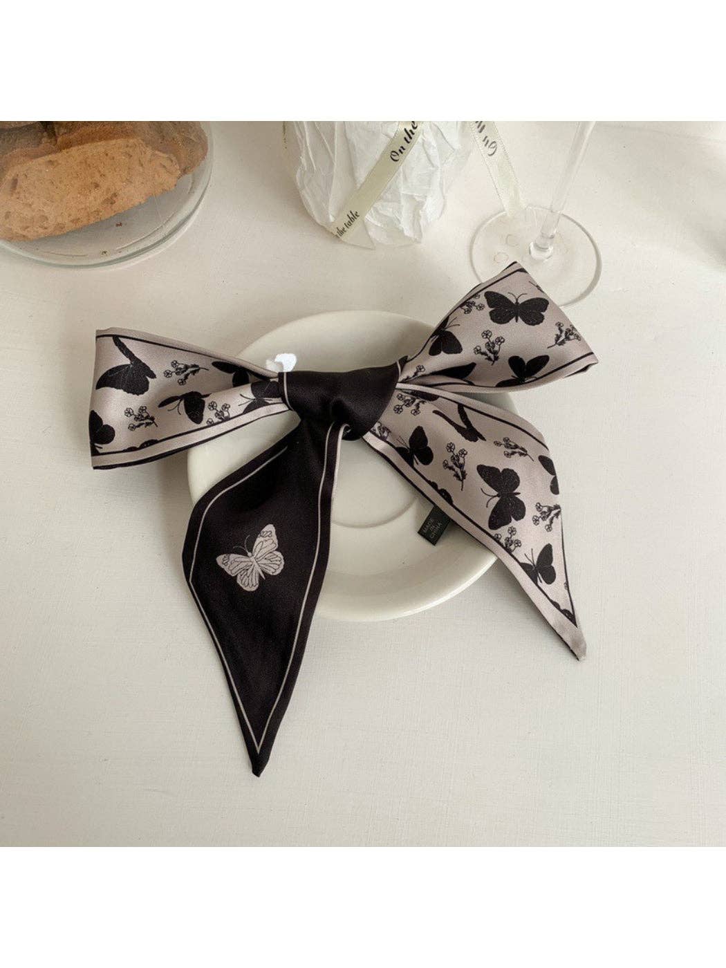Scarvii - Vintage Butterfly Motif Skinny Scarf