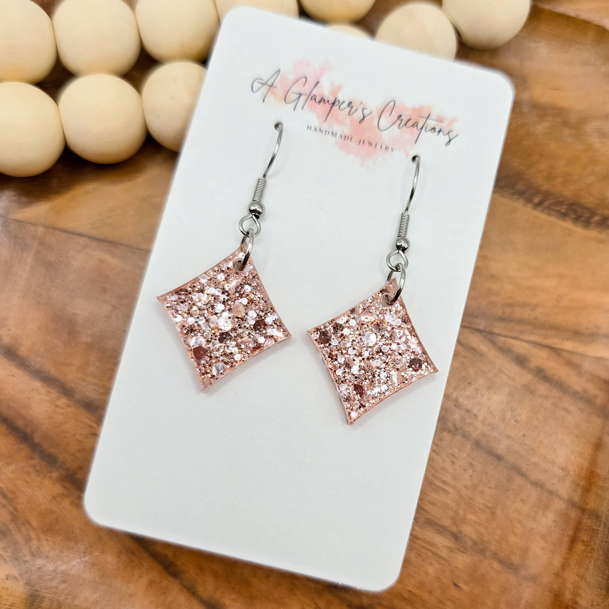 Rosegold Chunky Glitter Diamond Acrylic Earrings