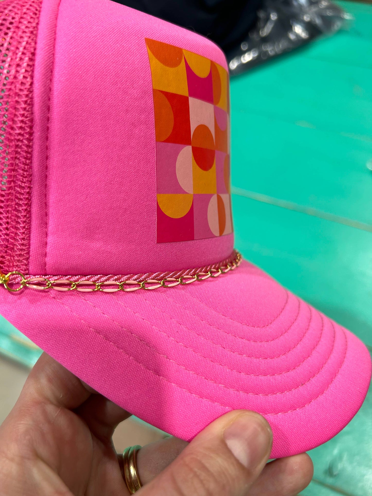 Light Pink Color Dipped Trucker Chain  | Hat Band |Hat Chain