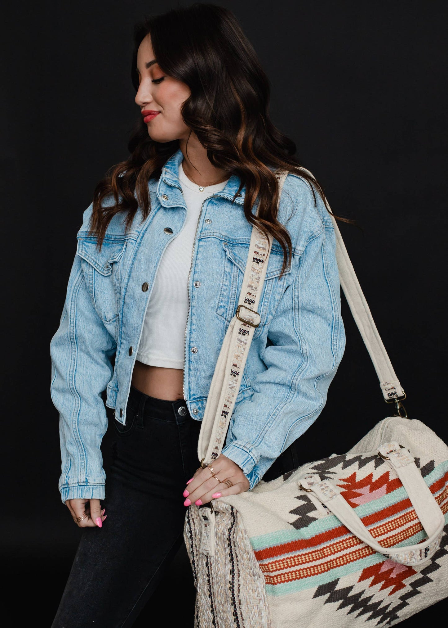 Beige, Brown & Red Aztec Duffel