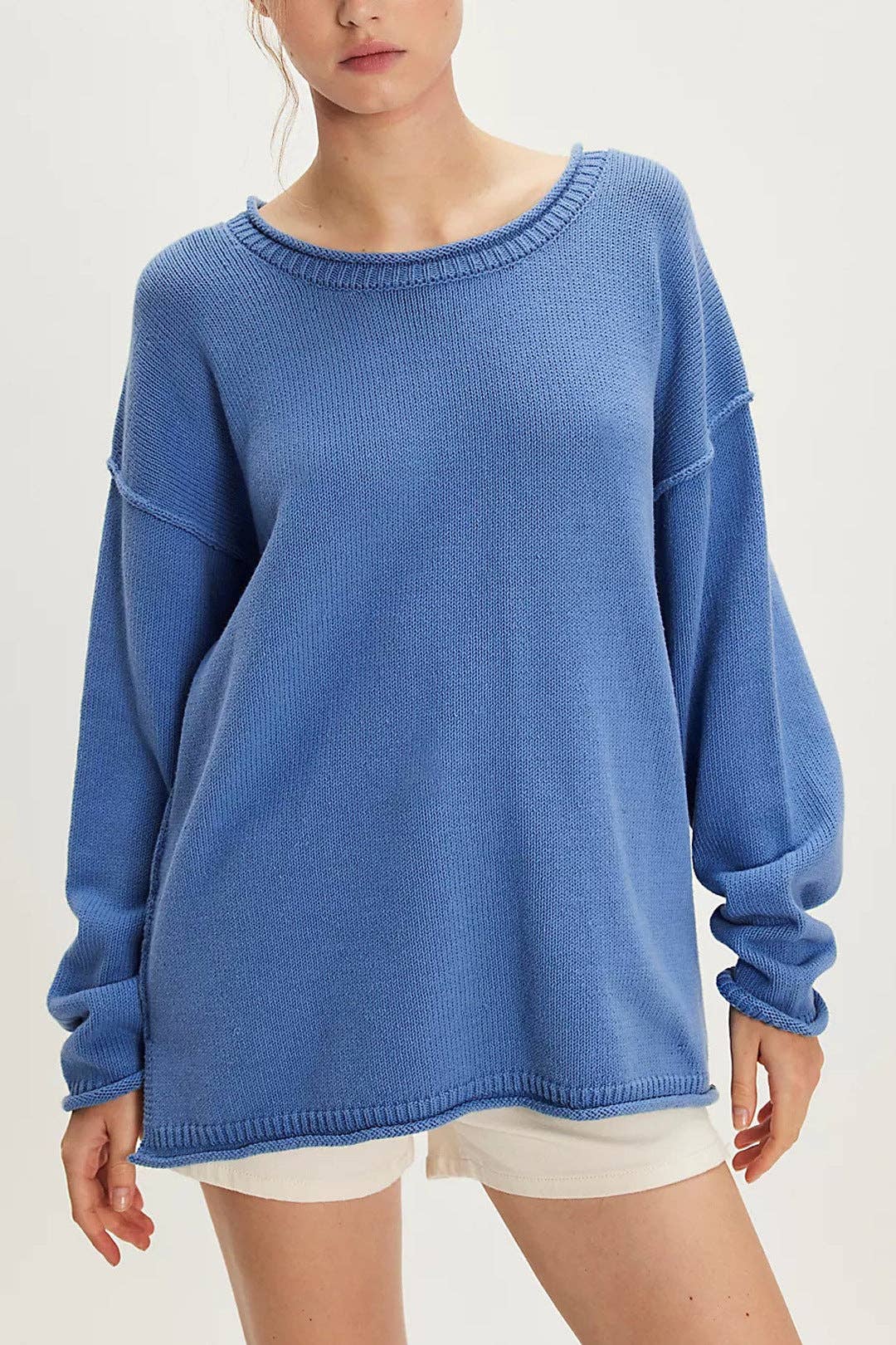 Casual Solid Color Crew Neck Loose Sweater DP25E516
