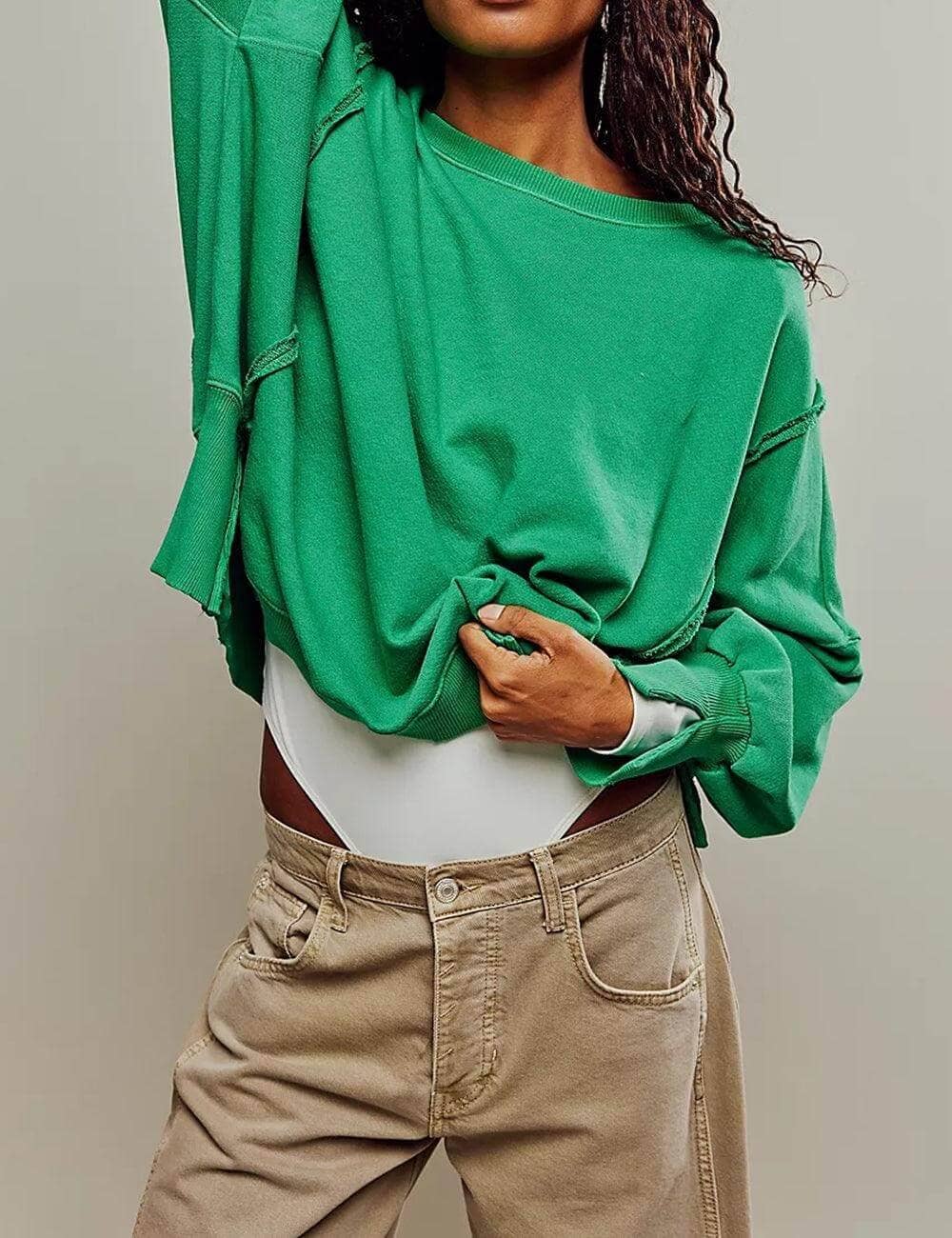 Solid Color Round Neck Split Hoodies DPH1638