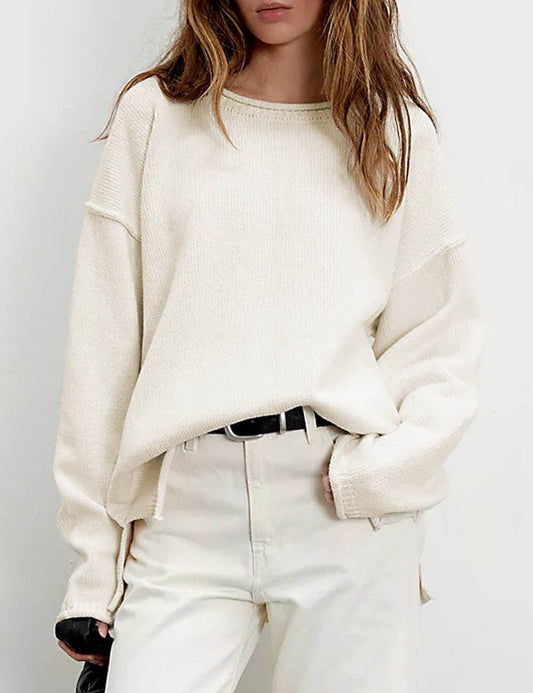 Casual Solid Color Crew Neck Loose Sweater DP25E516
