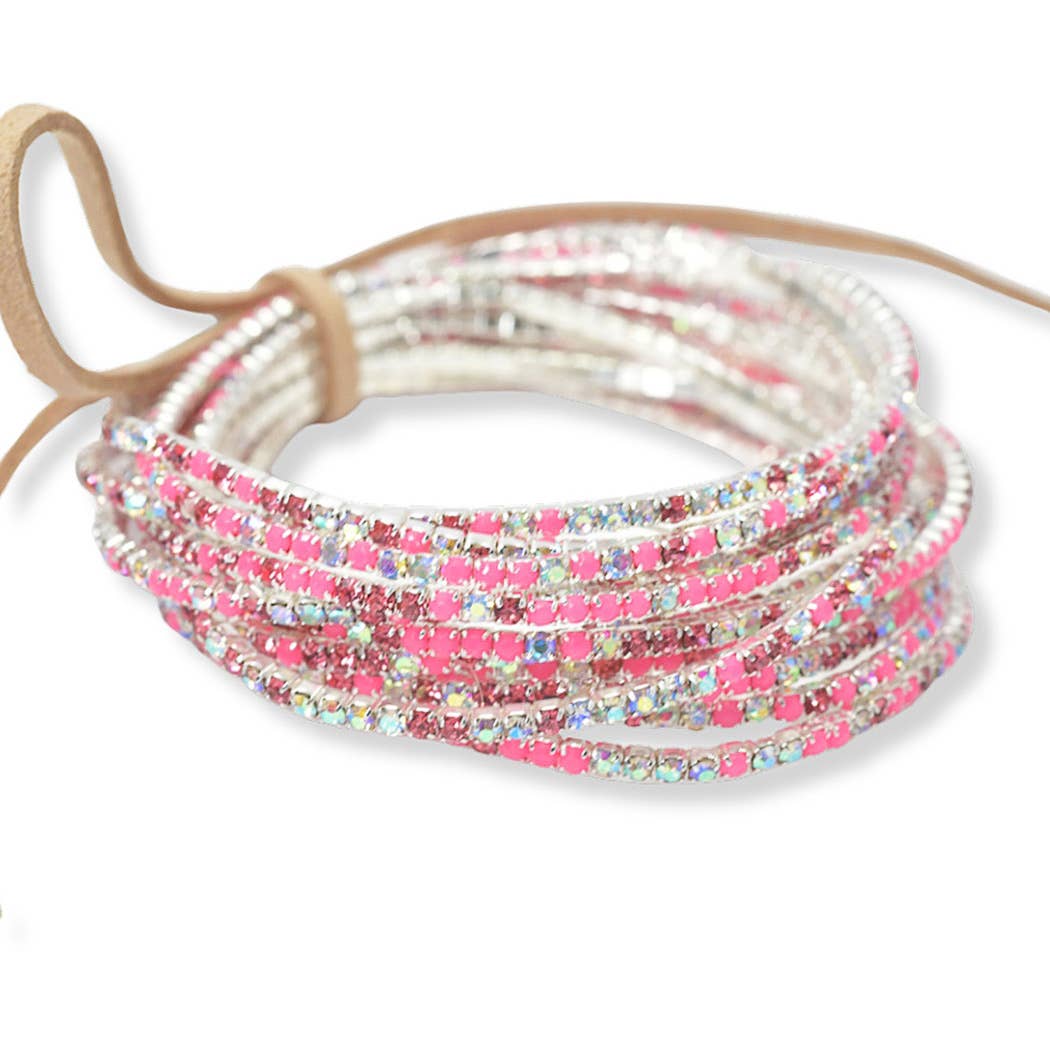 Pave rhinestone multi layered stretch bracelet