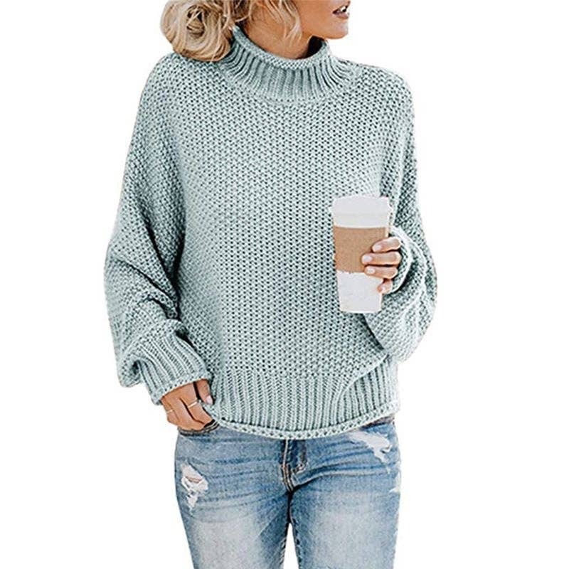 Oversized Chunky Cable Knit Turtleneck Sweater
