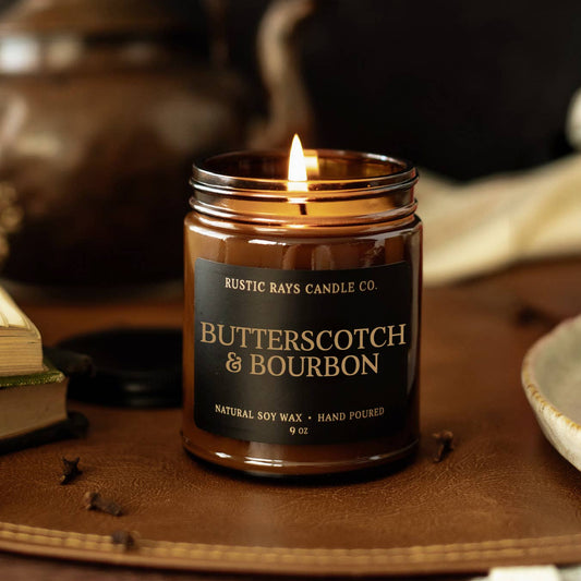 Butterscotch & Bourbon 9 oz Soy Candle - Fall Home Decor