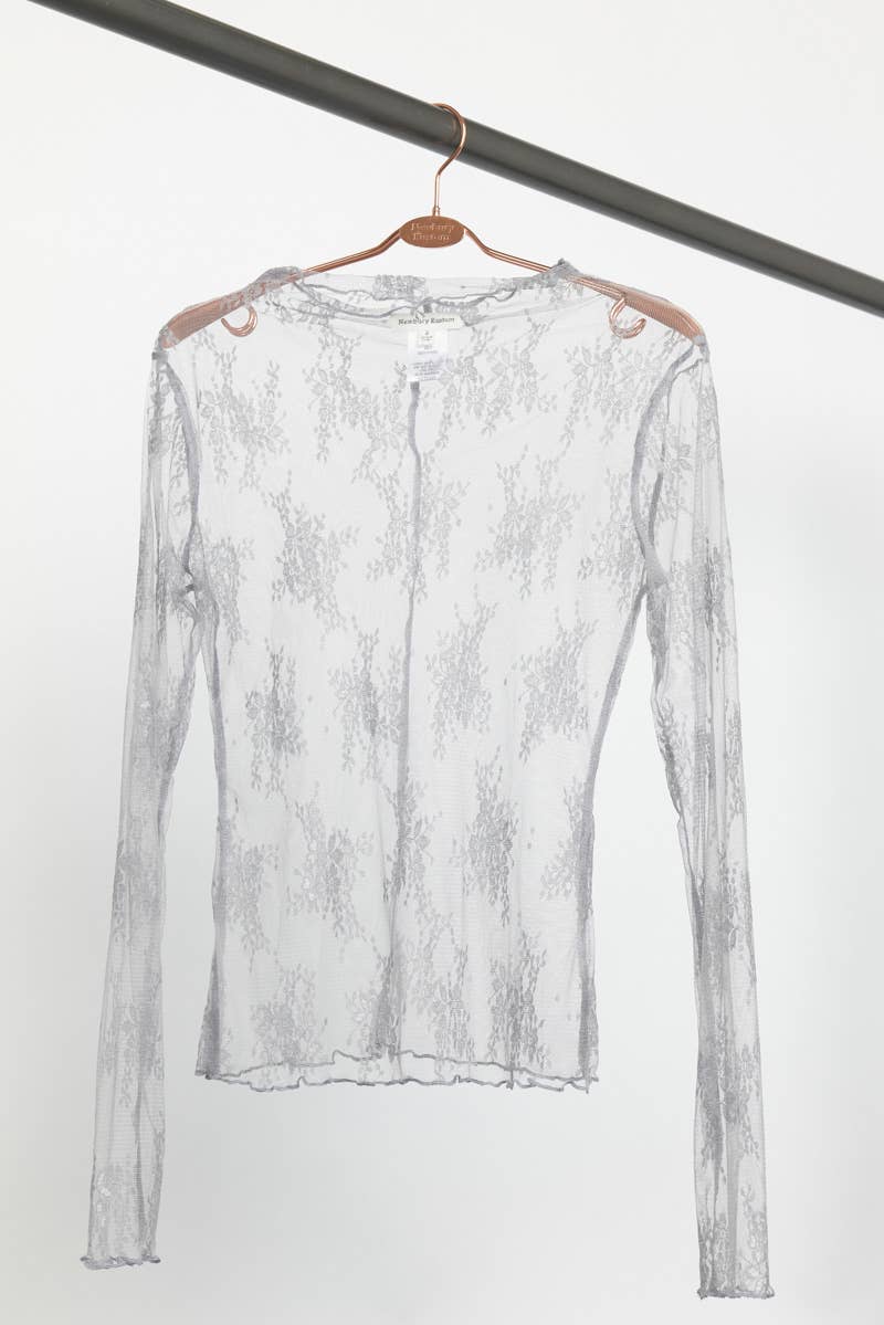 LONG SLEEVE SHEER LACE MESH TOP