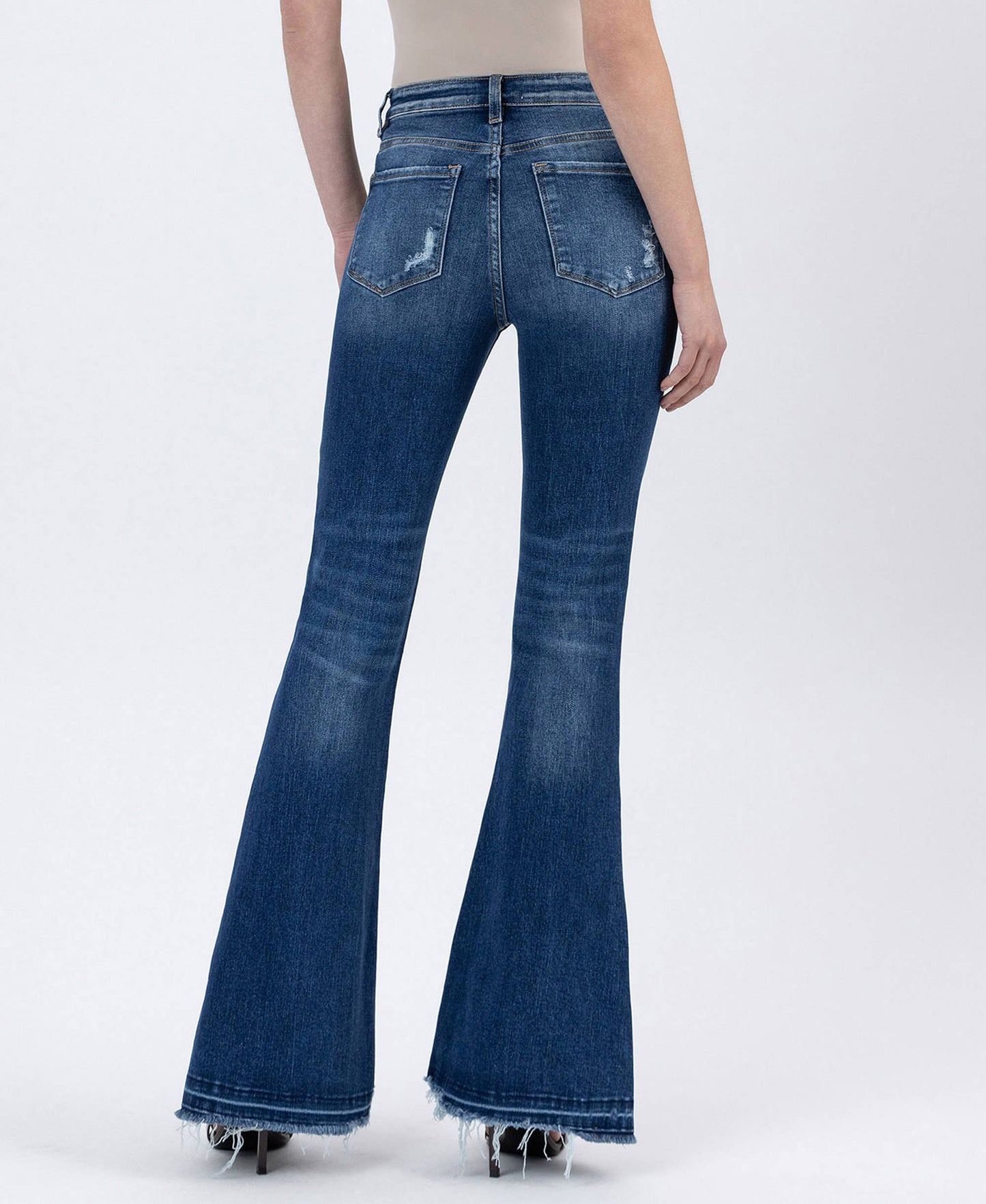 HIGH RISE DISTRESSED FLARE JEANS T5421