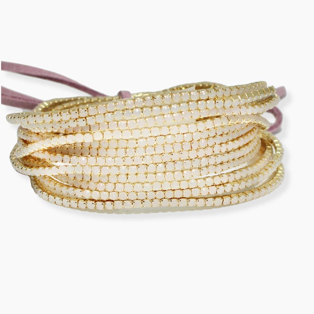 Pave rhinestone multi layered stretch bracelet