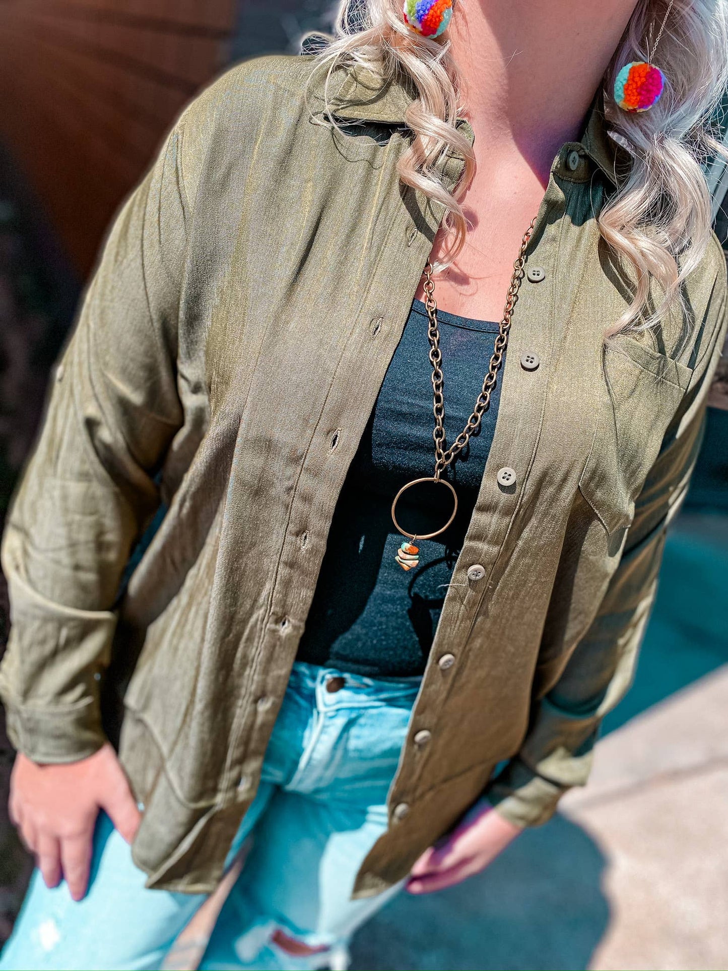 Santa Fe Button Down Chambray Top