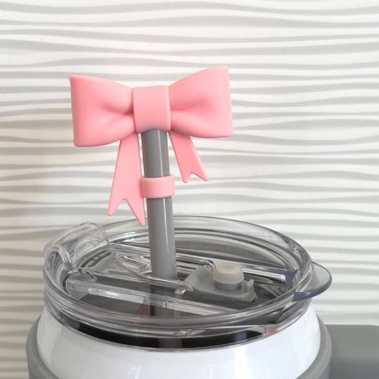 Straw Cover Topper Large Bow Coquette Light Pink 10mm