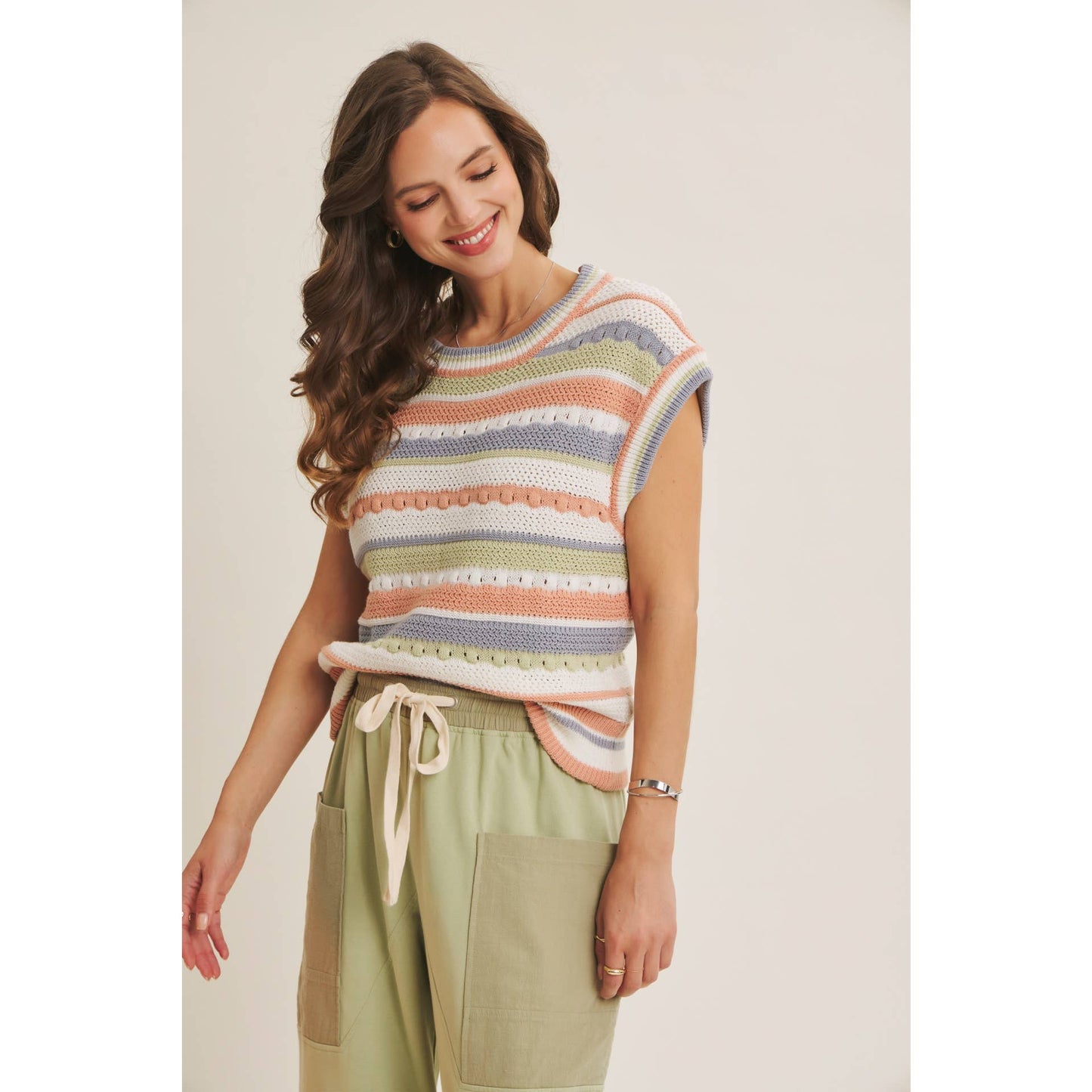 EASY BREEZY MADE FOR LAID BACK DAYS STRIPE SWEATER VEST