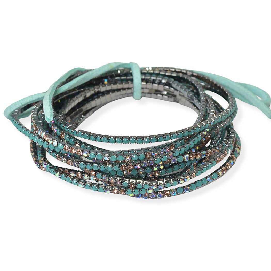 Variouse color mixtured rhinestone multi layered stretch bracelet