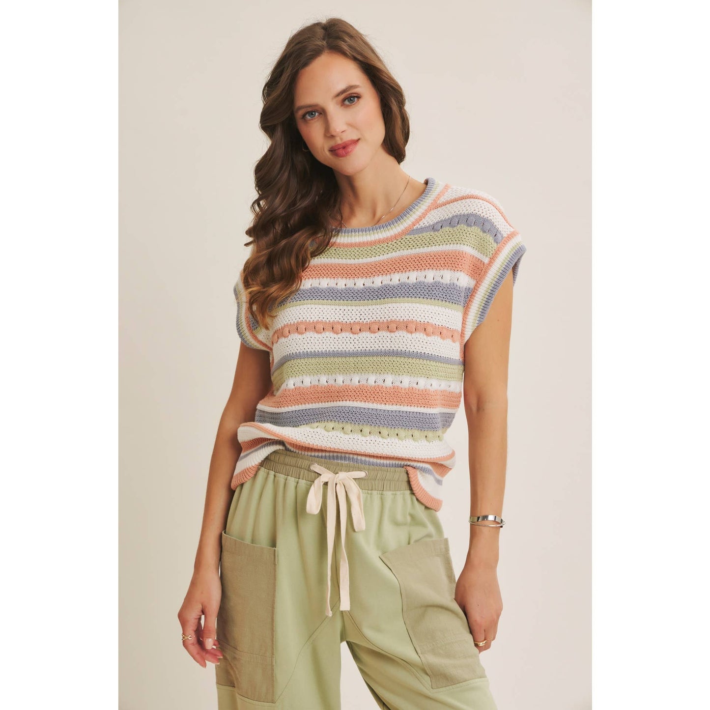 EASY BREEZY MADE FOR LAID BACK DAYS STRIPE SWEATER VEST